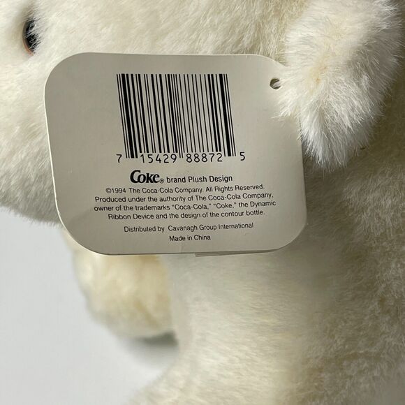 Vintage 1994 Coca-Cola Polar Bear Plush 12” Stuffed Animal with Badge Logo Tag - Picture 13 of 15